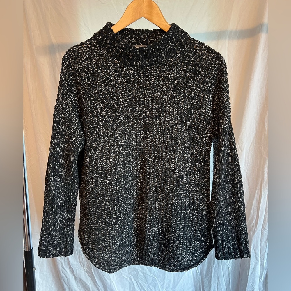 Eddie Bauer Black and Gray Cowl Neck Sweater